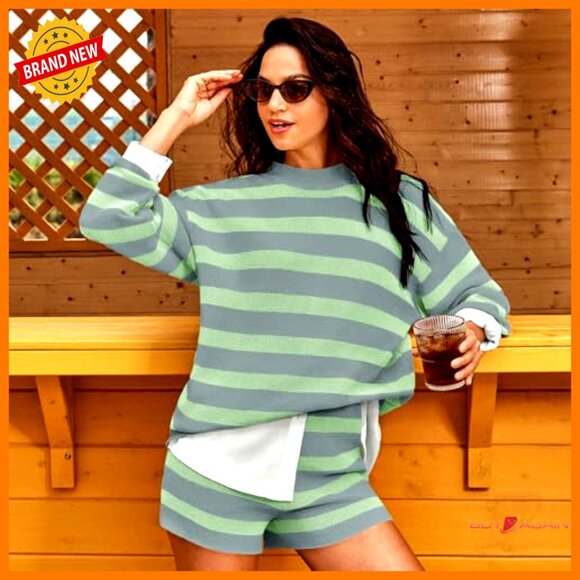 Oversized Lounge Set Two Piece Matching Pajama Sweater Set Long Sleeve - Picture 5 of 7